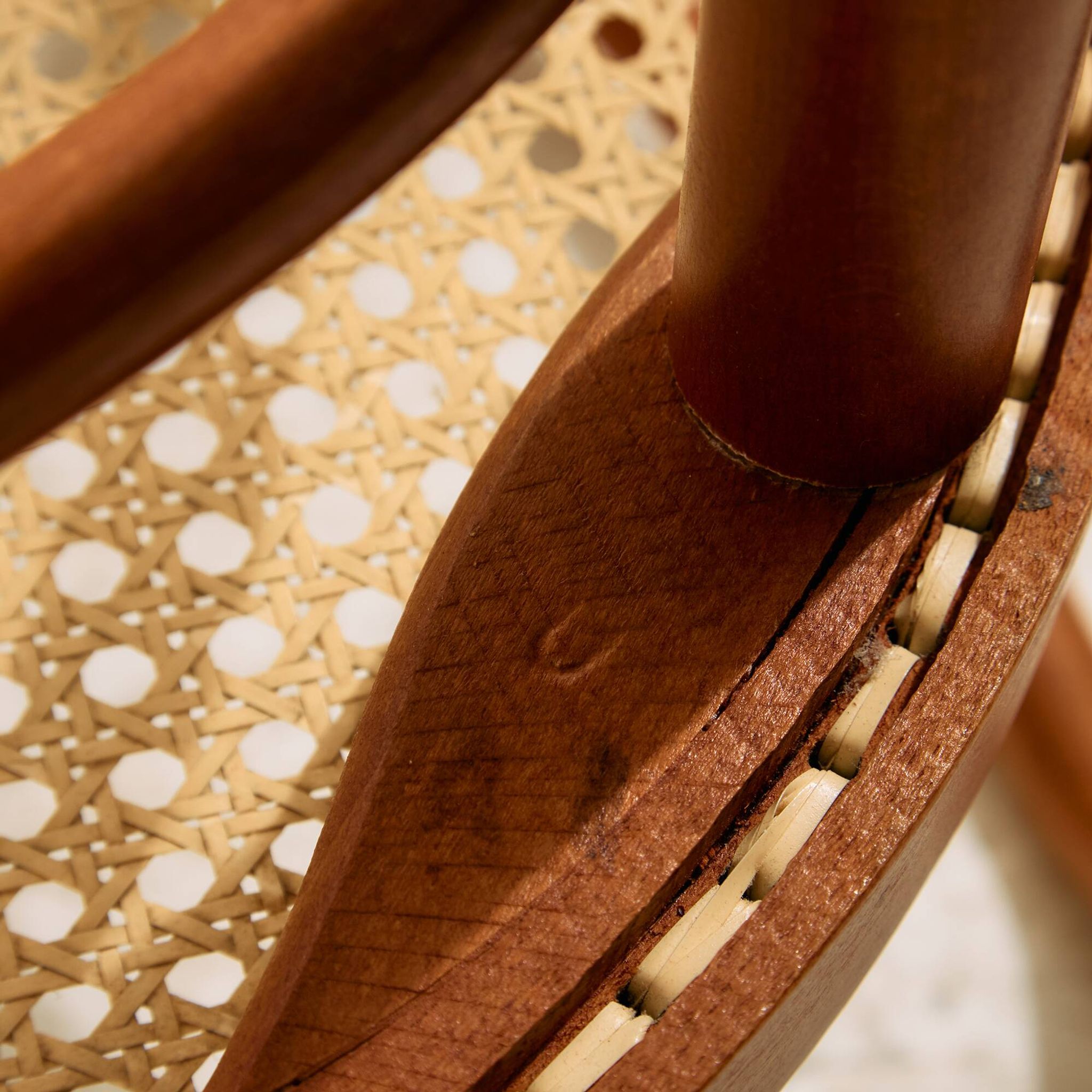 Fauteuil en hêtre et rotin
