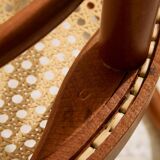 Beech and rattan armchair