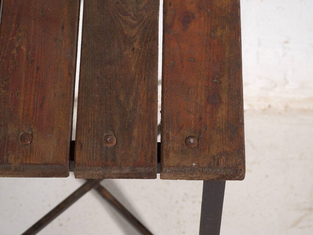 Vintage industrial stool made of pine wood and iron – Central Europe, circa 1950
