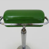 NIAM desk lamp with articulated head, dark green color and chrome. Art Deco