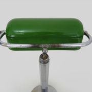 NIAM desk lamp with articulated head, dark green color and chrome. Art Deco