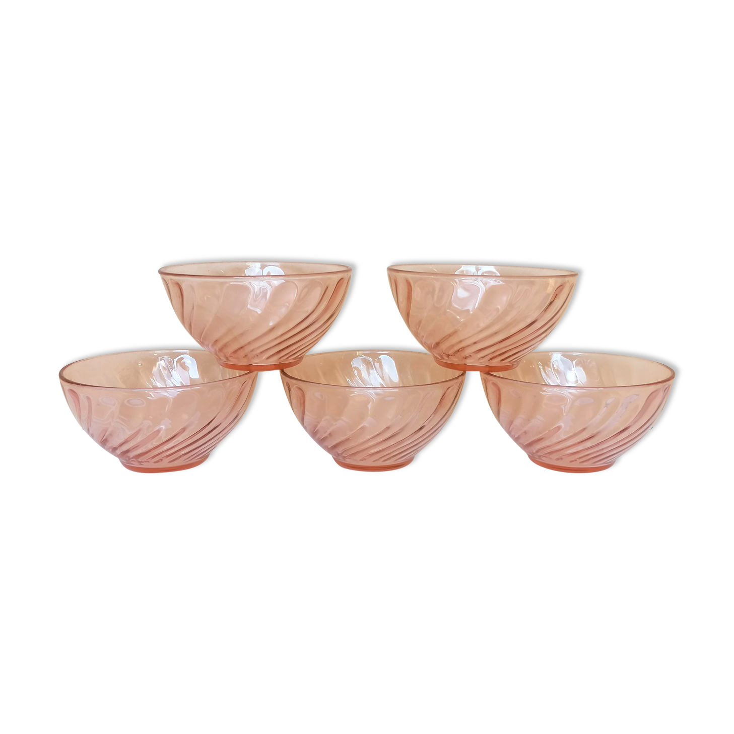 5 bols verre rose arcoroc rosaline