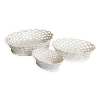 Set of 3 woven earthenware baskets