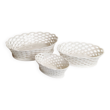 Set of 3 woven earthenware baskets