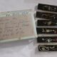 6 vintage knife holders, resin inclusion, shells.