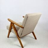 Vintage armchair B-310 VAR beige structural boucle 1970s - 2 pieces available - light wood