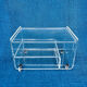 Translucent plexiglass storage drawer/cabinet on wheels.