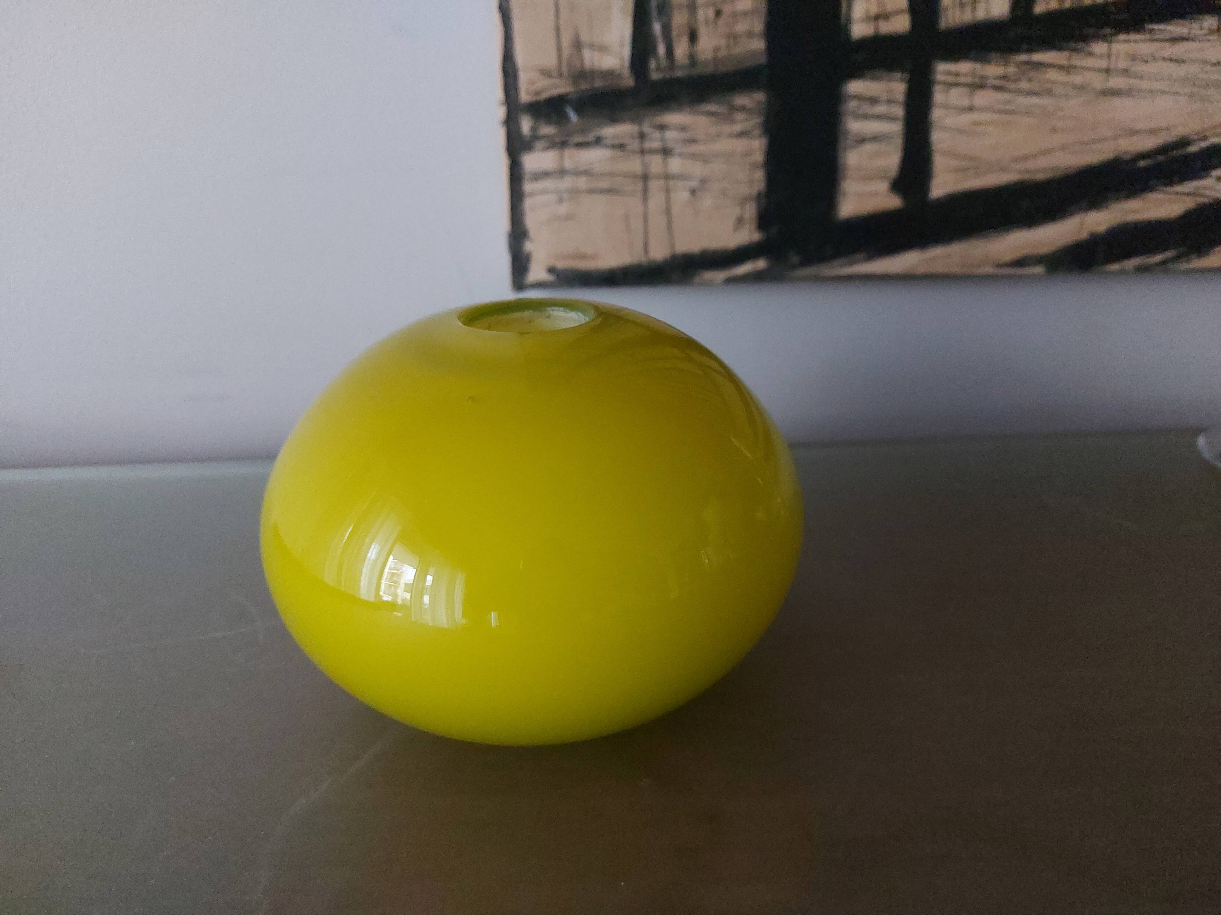 Yellow blown glass vase