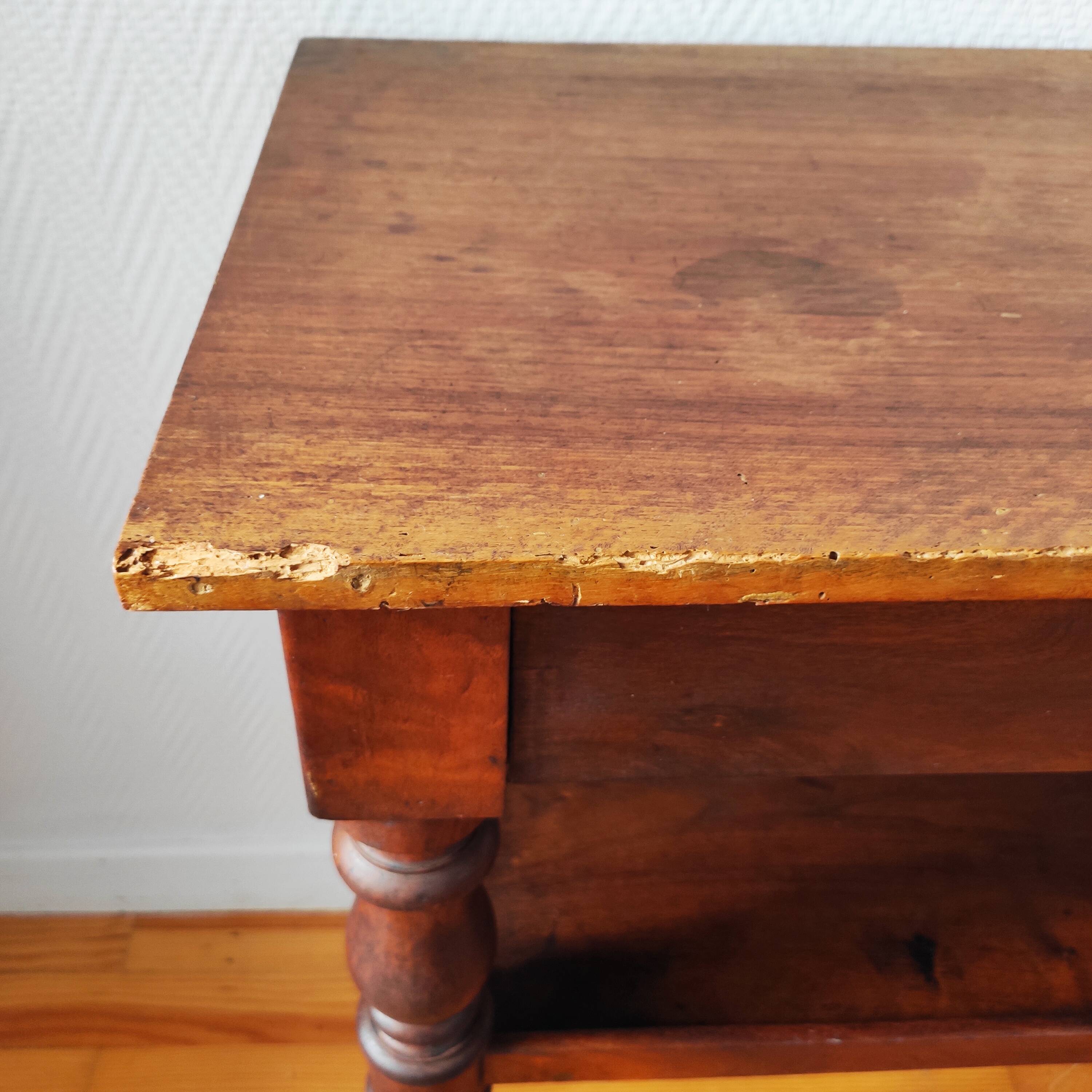 Antique solid walnut console serving trolley