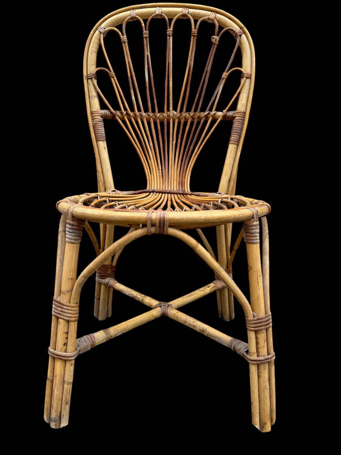 Rattan set of Provençal armchair and chair from the 60s