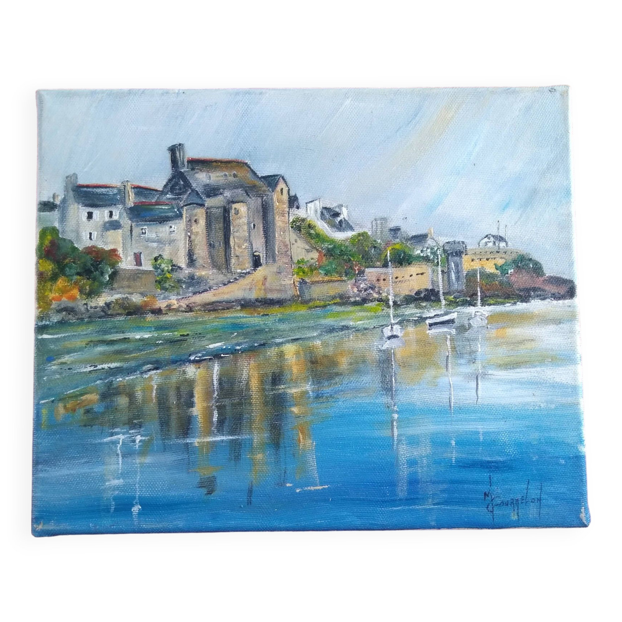Oil on canvas marine painting Le conquet Breton