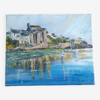 Oil on canvas marine painting Le conquet Breton