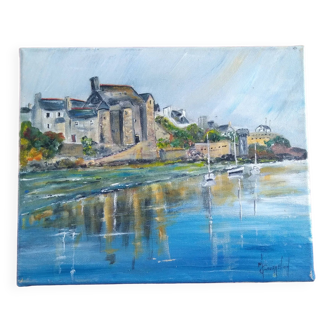 Oil on canvas marine painting Le conquet Breton