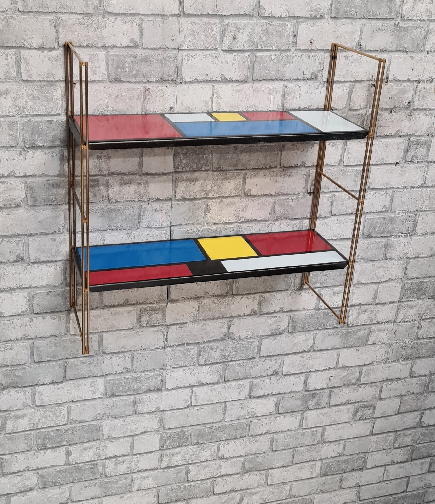 Floor string style piet mondrian gold studs. rare 47x49x16