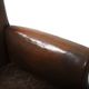Paire de vieux fauteuils club danois en cuir patiné des années 1940