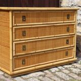 Rattan chest of drawers by Dal Vera Italy 1970