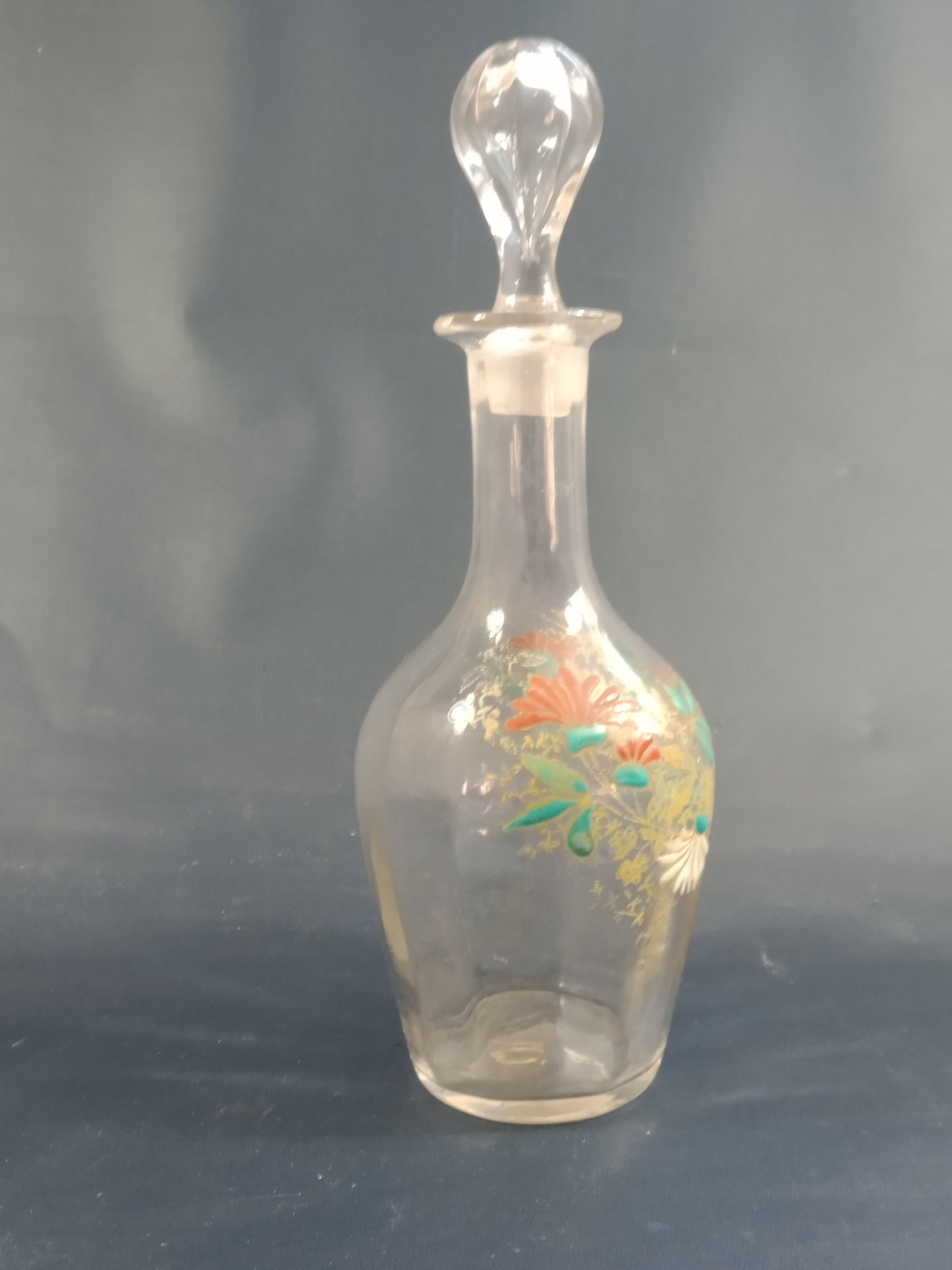 Art Nouveau enamelled glass carafe