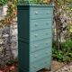 Old grey green high chest of drawers H160