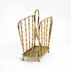 Rare Mid Century Modern magazine rack made of solid brass and genuine bambo