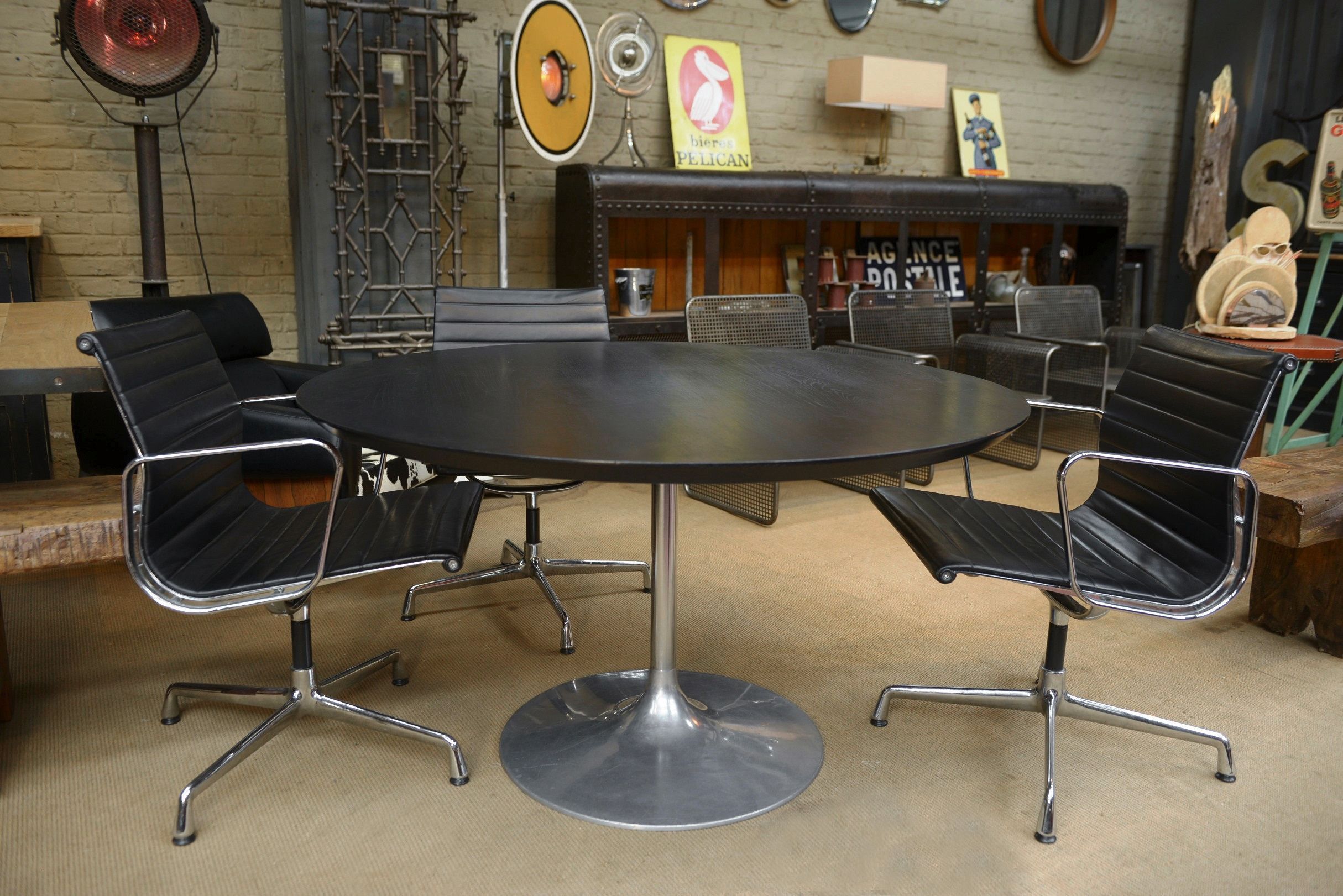 Vintage Leather Swivel Armchairs Ea108 by Charles and Ray Eames for Vitra