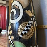 monumental terracotta vase, lacquered and enameled