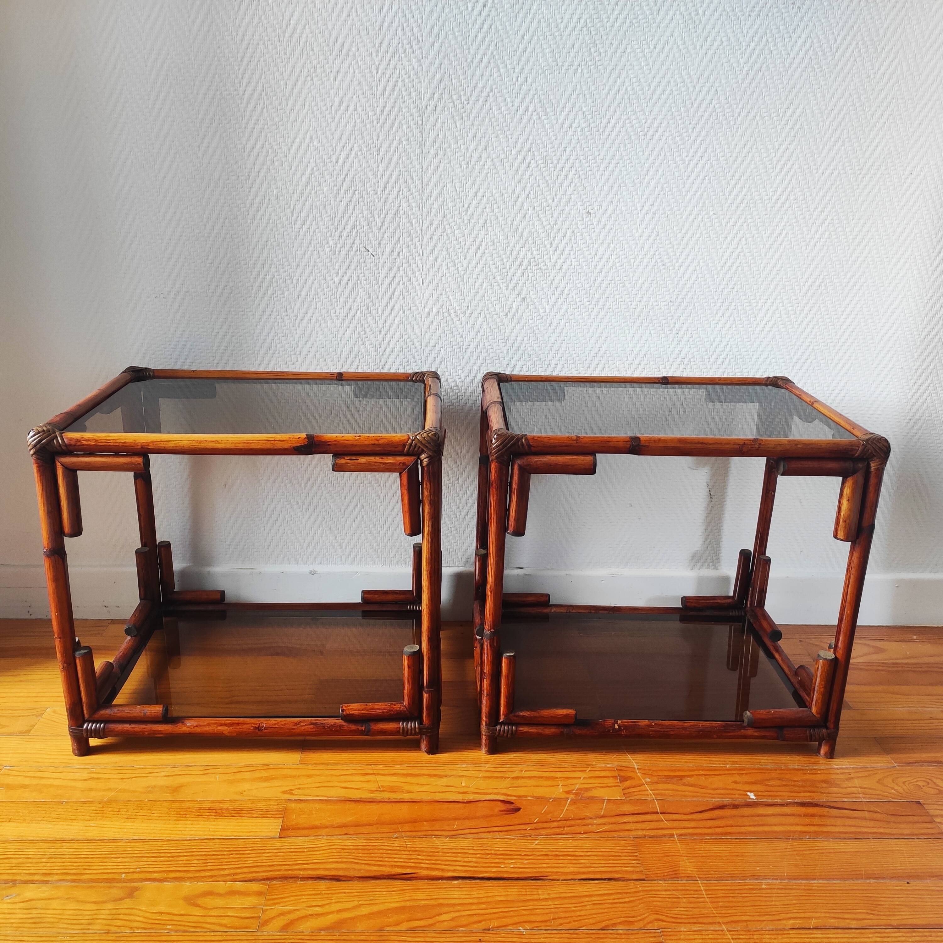 Pair of vintage 70/80s bedside tables and sofa ends