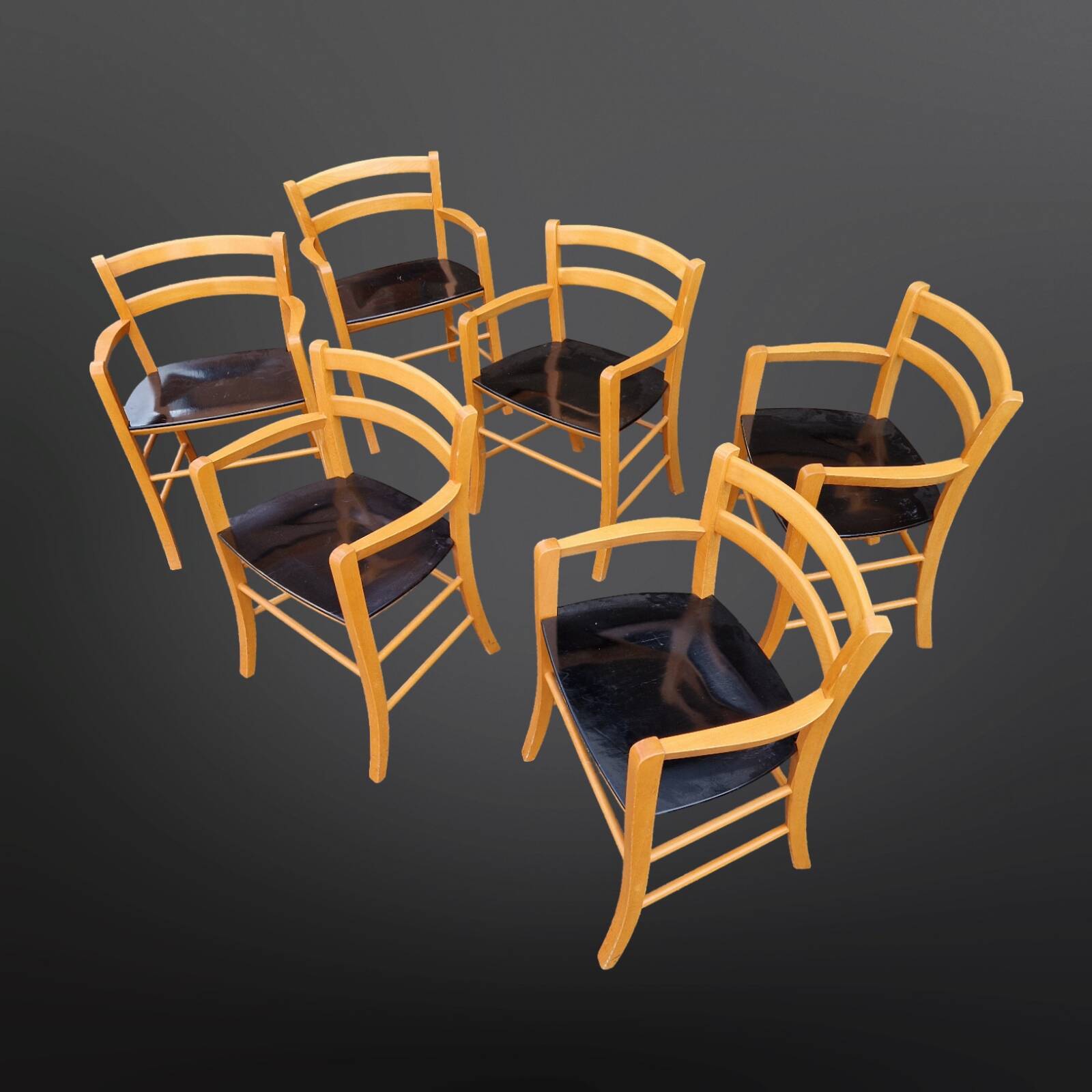 Set of 6 "Marocca" armchairs by Vico Magistretti for De Padova, Italy 1980s