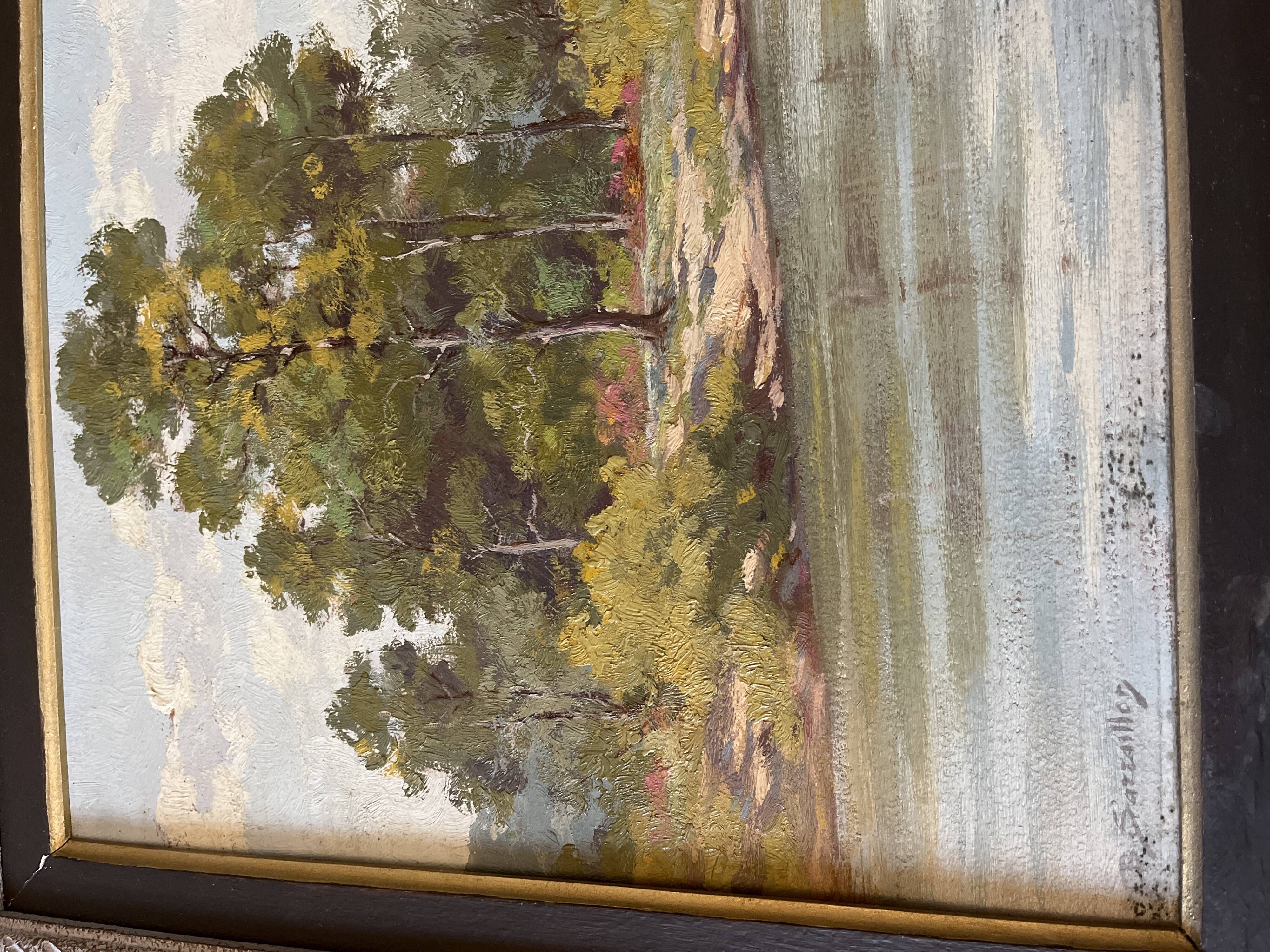 Oil on canvas countryside landscape