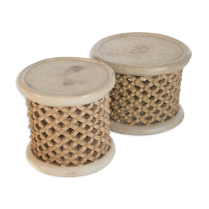 Ensemble de 2 tabourets bamiléké