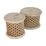 Set of 2 wooden bamiléké stools coffee tables