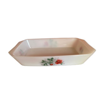 Plat arcopal aux roses vintage