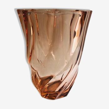 Vase rose en verre