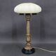 Lampe de table en laiton, bois et verre, restaurée, années 1940