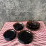 Set of smoked glass tableware 70s