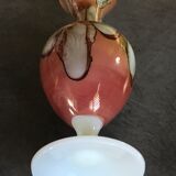 Vase soliflore in enamelled opaline decoration of pearly patterns 20 cm