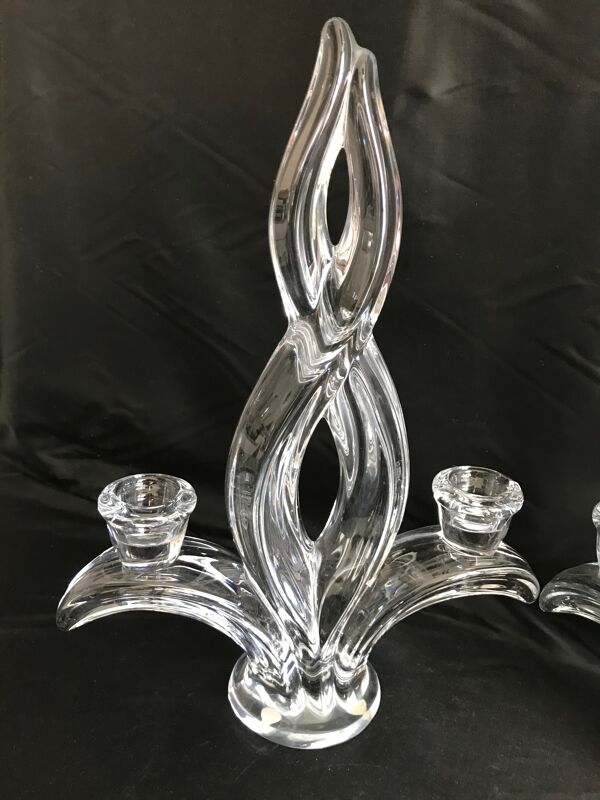 1336 Cristallerie de Vannes Le Châtel (1765-2018) - Paire de chandeliers - Cristal