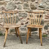 Pair of bistro chairs/Scandinavian beech bohemian - compass feet - vintage 1950 bentwood