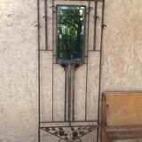 Old Art Deco coat rack in hammered iron