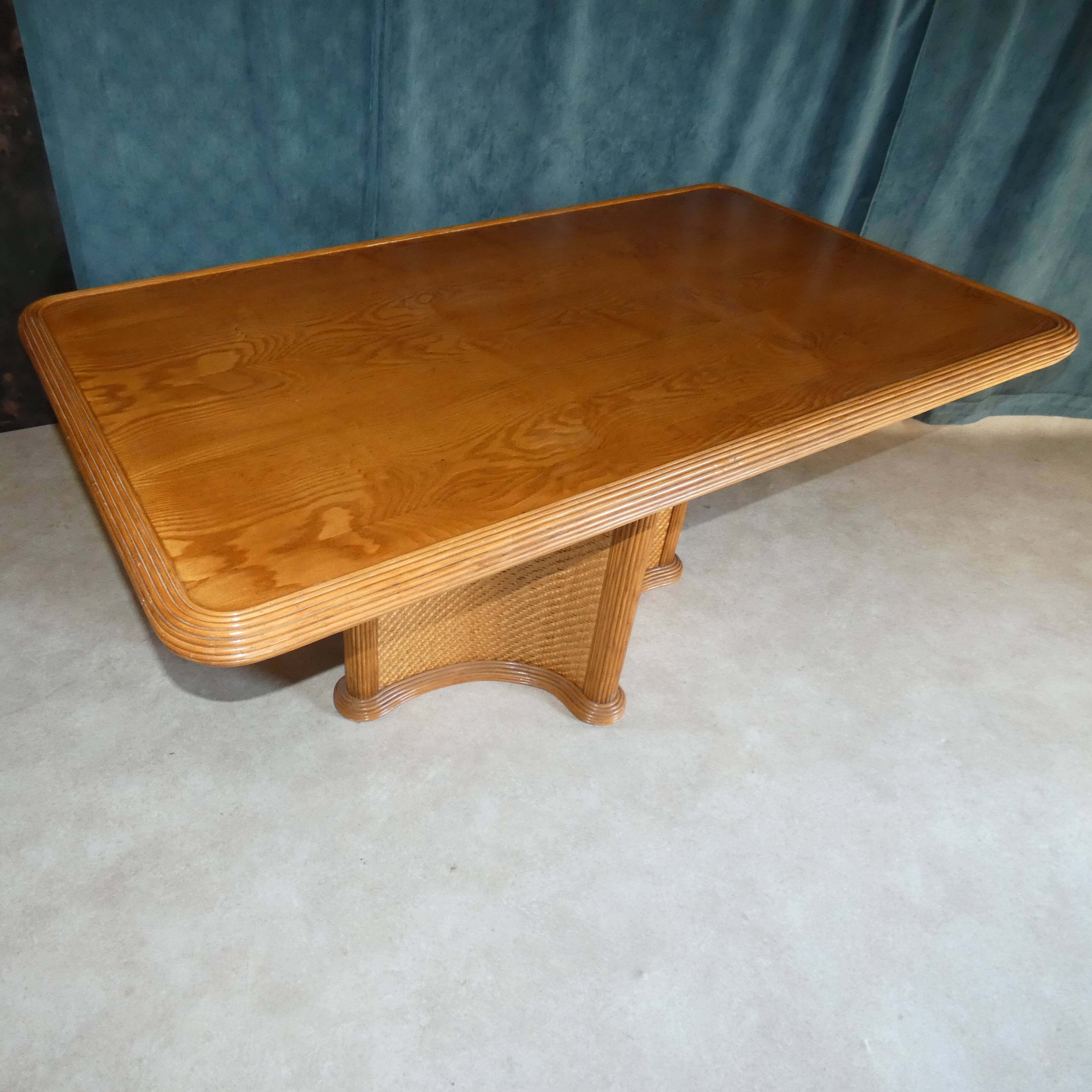 Dinner table in rattan cane