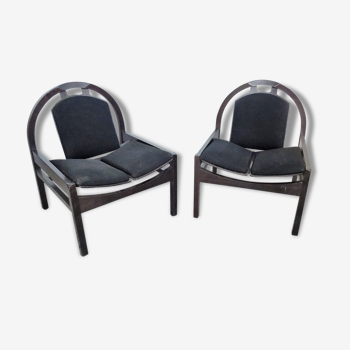 Pair of chairs BAUMANN - France - around 1980.