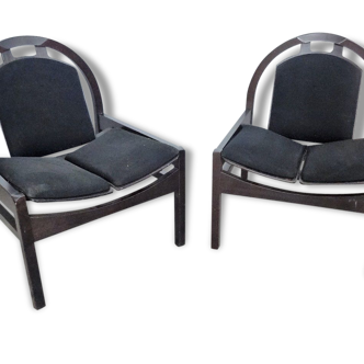 Pair of chairs BAUMANN - France - around 1980.