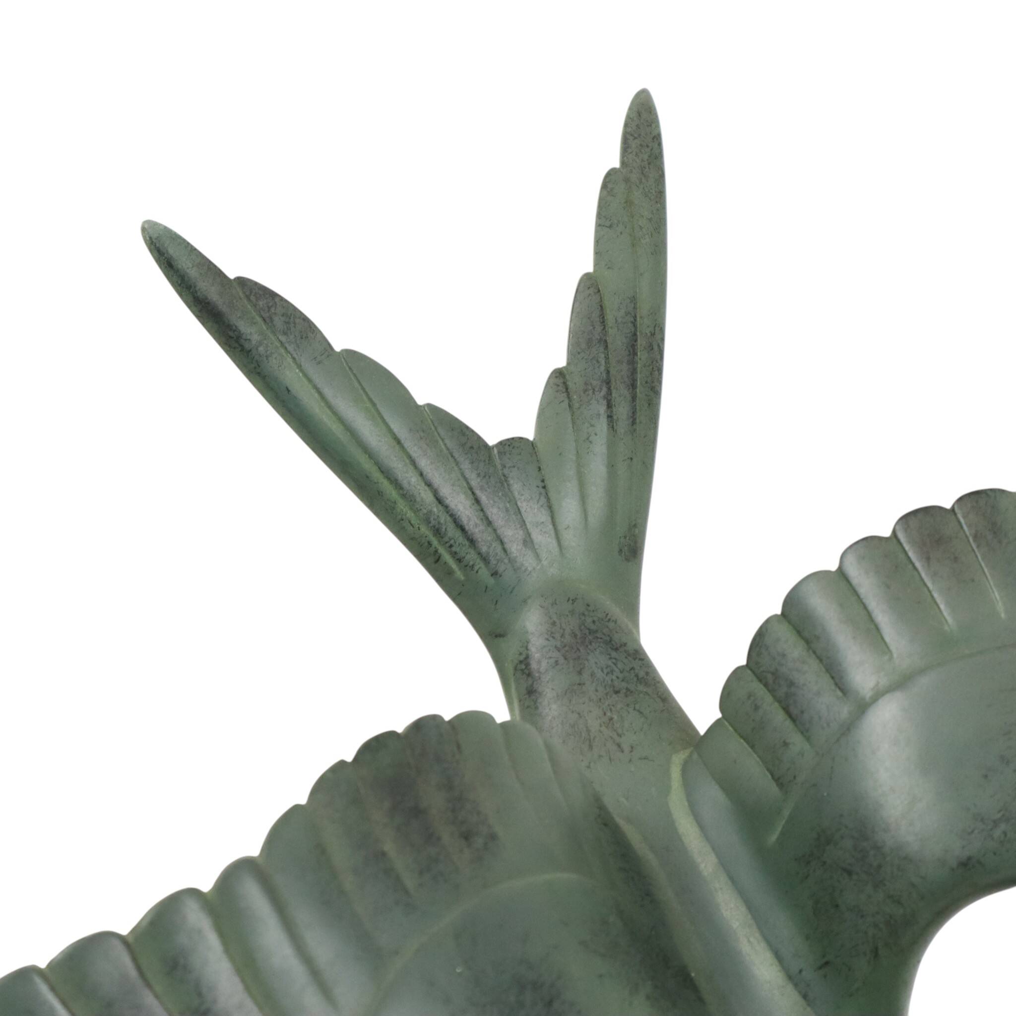 Sculpture Art Déco Goéland sur Socle en Marbre Patine Bronze 51 cm