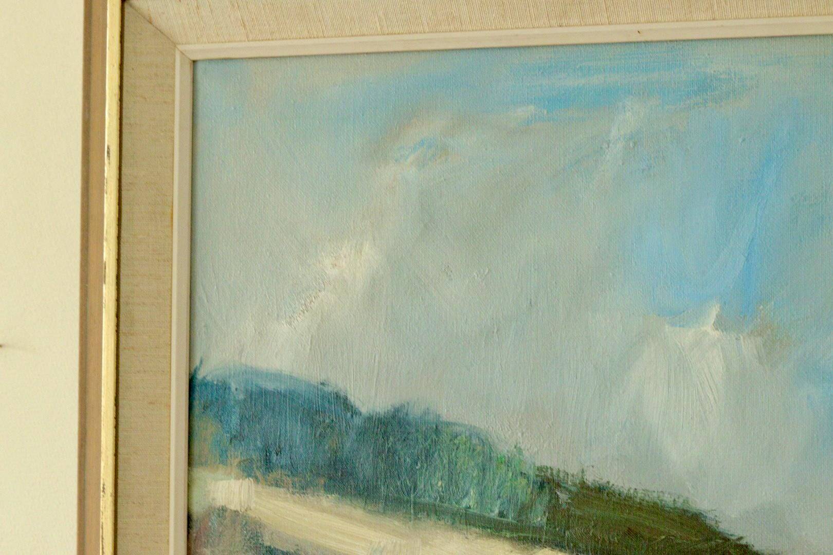 Oil on Swedish canvas "Landscape with Buildings", Valdemar Öberg