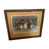 Old wedding photograph with a military bride and groom