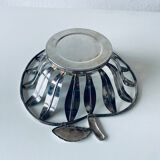 Vintage basket in silver metal apple shape