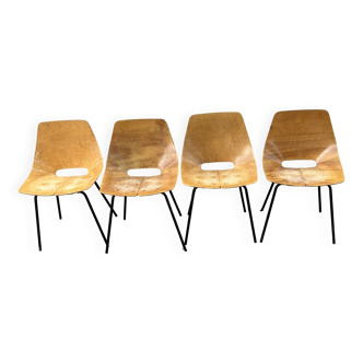 Tonneau chair by Pierre Guariche for Steiner - set of 4 pieces