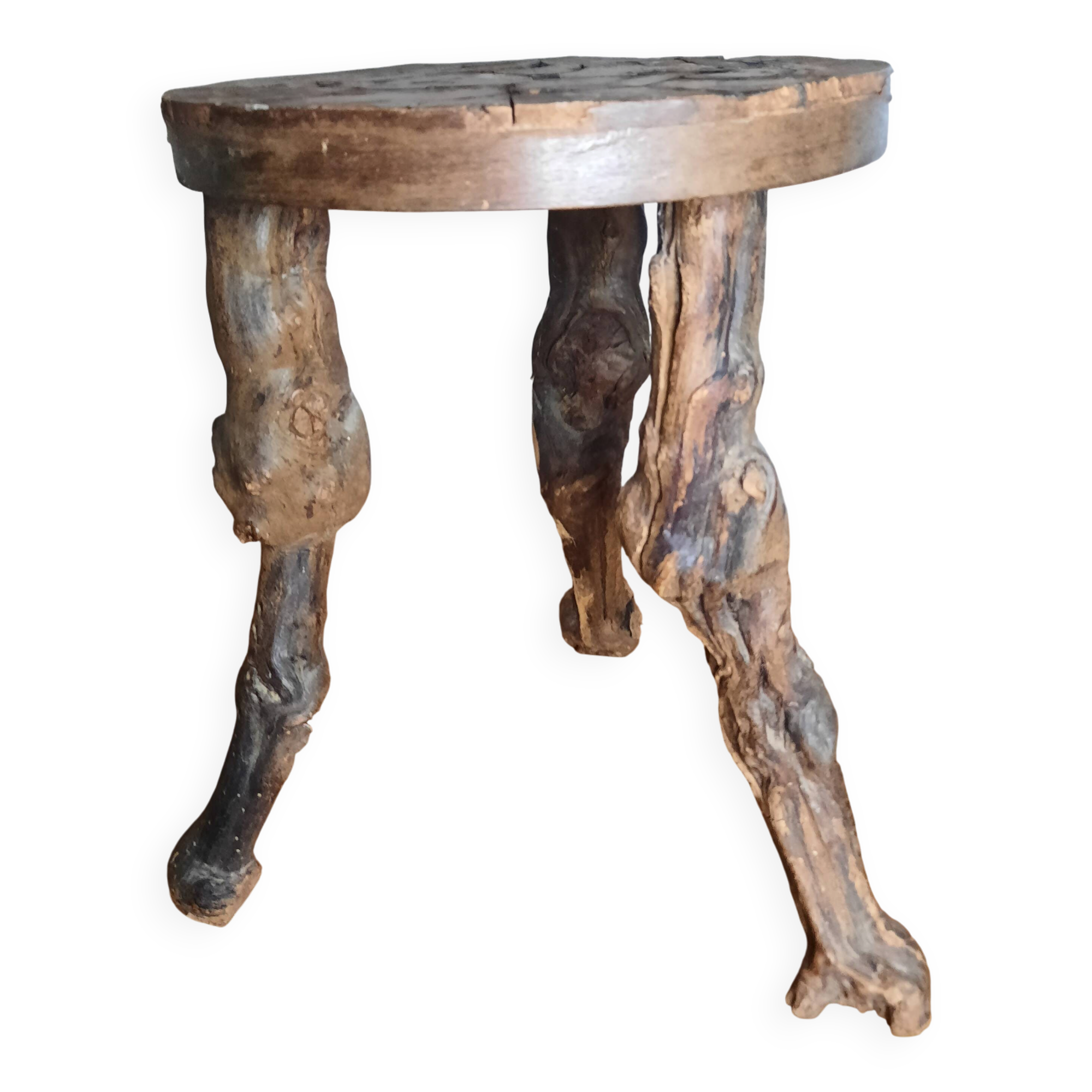 Tabouret ancien ceps de vigne