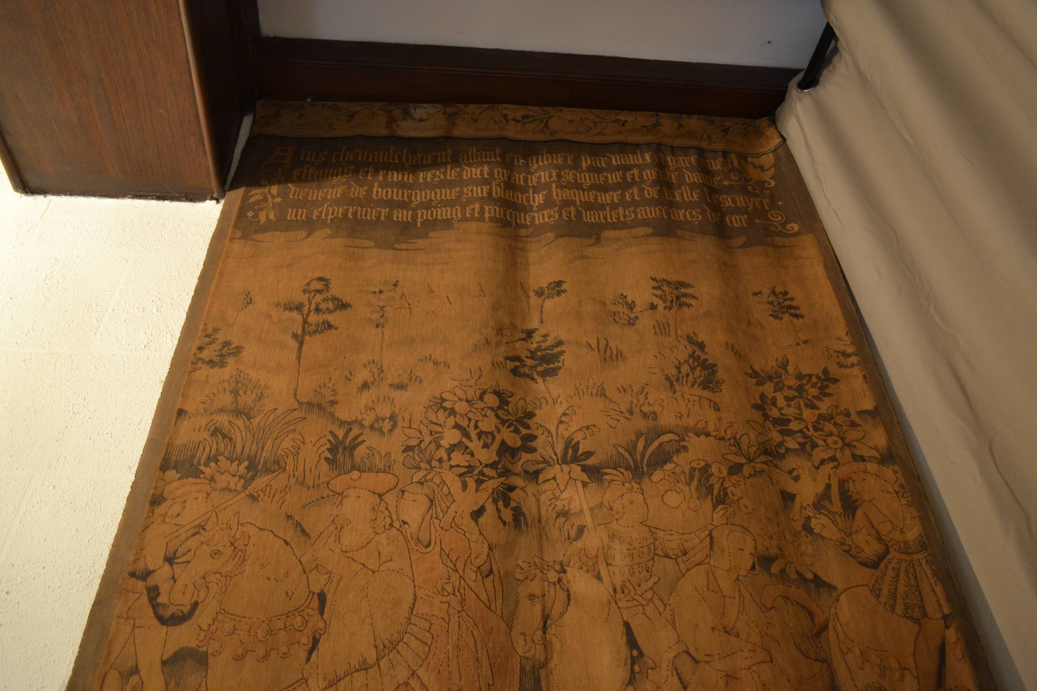 Antique wall hanging in medieval tapestry style – Large size 254 x 135
