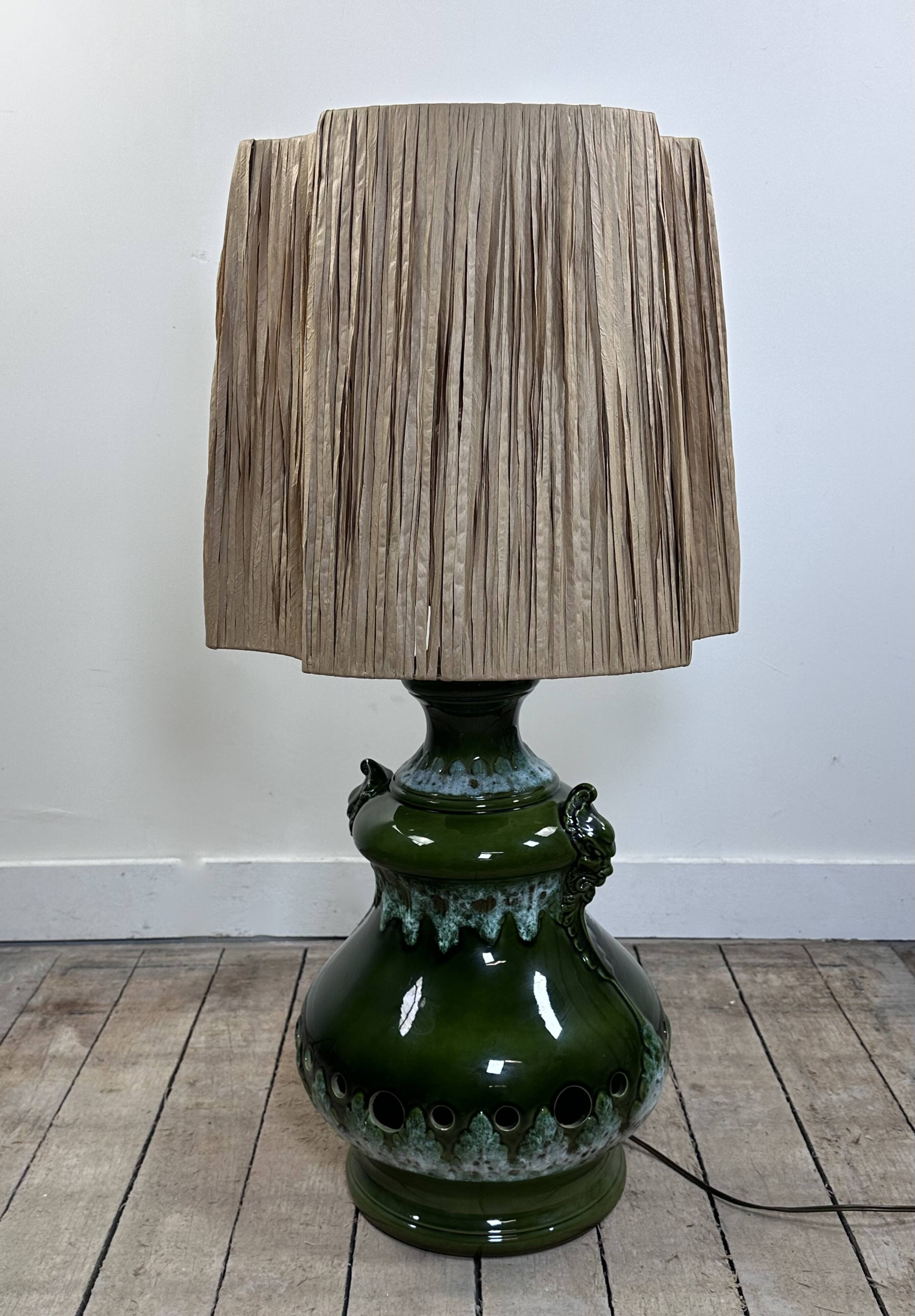 Vintage 1960s shaded green ceramic lamp