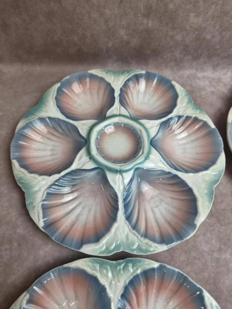 Set of 5 oyster plates Digoin Sarreguemines no. 32 – Antique majolica